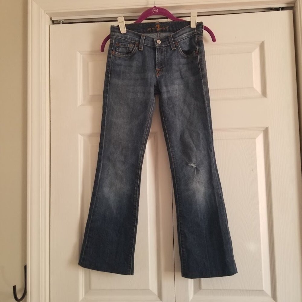 7 for All Mankind Women's Jeans 24 Blue Bootcut Y2K Medium Dark Wash